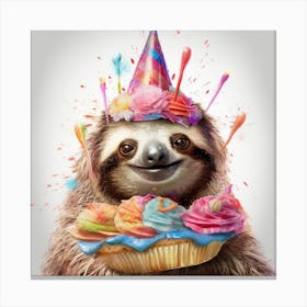 Birthday Sloth Canvas Print