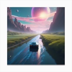 Car Driving In Space Canvas Print