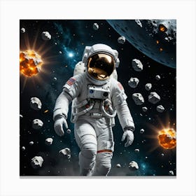 Space Odyssey: The Astronaut Among Planets Canvas Print