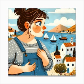 Greece and woman Canvas Print