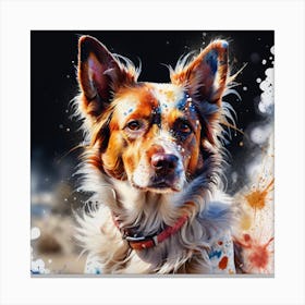 Dog With Paint Splatters Canvas Print