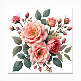 Pink Roses 14 Canvas Print