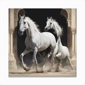 White Horses In The Desert Canvas Print