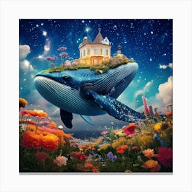 Firefly Colossal Whale, Floating, Sky, Stars, Constellations, Transforming, Flowers, Lush Garden, Ma (8) Canvas Print