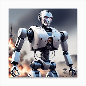 Robot In Action Canvas Print