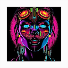 Neon Girl With Goggles Canvas Print