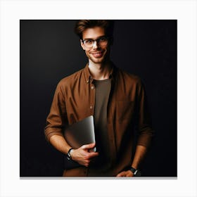 Young Man With Laptop 4 Canvas Print