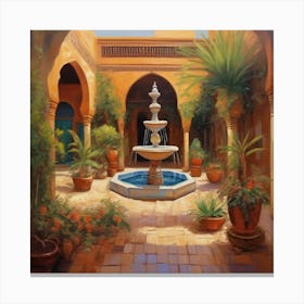 Fountain In The Courtyard Canvas Print