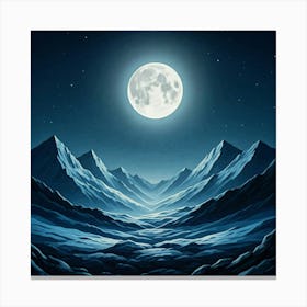 Full Moon Over Mountains 1 Canvas Print