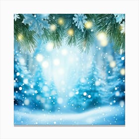 Abstract Winter Wonderland With A Closeup Of A Spruce Tree Branch Adorned With Snowflakes In The For (2) Canvas Print