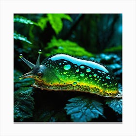 Mutant Humanoide Half Slug Tranlucide Glow Half Alien Macro Mini Bioluminesent In Dunts Jungle Canvas Print