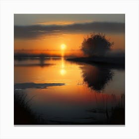 Sunrise Over The Lake Canvas Print