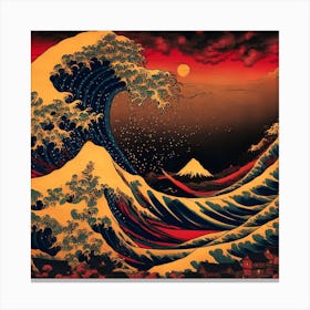 Stunning Digital Art Of The Great Wave Off Kanagawa Canvas Print
