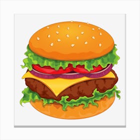 Hamburger Burger Beef Pork Meat Meal Cheddar Canvas Print