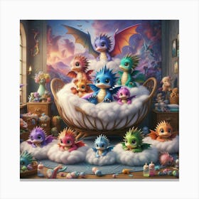 Dragons In A Crib Canvas Print