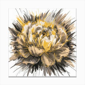 Golden Peony A Dynamic Sketch Of Bloom And Color (2) Canvas Print