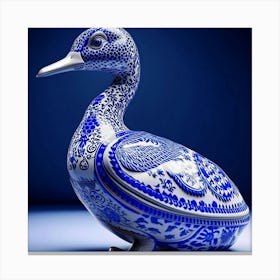 Duck In Blue And White Canvas Print