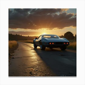 Photo Of Ultra Realistic Car, Dramatic Light, Pale Sunrise, Cinematic Lighting, Battered, Low Angle, Trending On Artstation Canvas Print