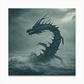 Leviathan Rising 1/4 (sea monster snake dragon mist fog mystic fantasy storm sinbad greek roman Cetus Echidna Hydra Scylla Jörmungandr) Canvas Print