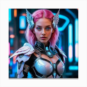 Futuristic Girl With Pink Hair 6 Canvas Print