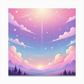 Sky With Twinkling Stars In Pastel Colors Square Composition 73 Canvas Print