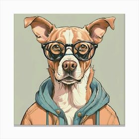 dog wearing glasses vintage art print Canvas Print