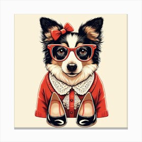 Dog With Glasses 1 Canvas Print