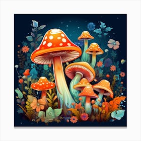 Mushrooms In The Forest 26 Canvas Print