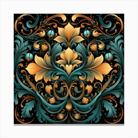 William Morris Inspired Ornamental Floral Pattern 02 Canvas Print
