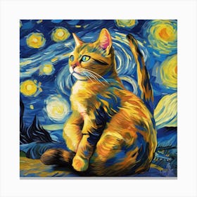 Van Gogh Cat Artwork Featuring 1 Canvas Print