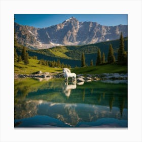 Unicorn In The Mountains Canvas Print