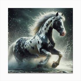 Horse Running In The Water 1 Canvas Print