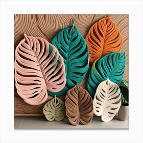 Monstera Leaves Bohemian Botanical 1 Canvas Print