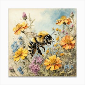 Bee In The Meadow Canvas Print