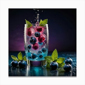 Blueberry Juice In A Glass Canvas Print