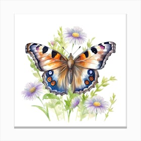 Butterfly On Daisies Canvas Print