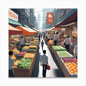 Hong Kong Market Canvas Print