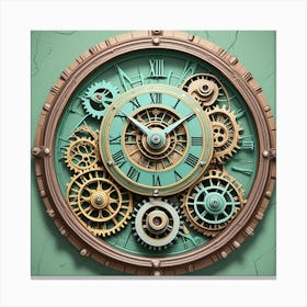 Steampunk Time Cubism Style Canvas Print