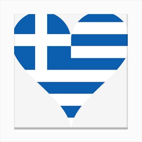 Heart Love Greece Peace Blue White Cross Flag Symbol Canvas Print