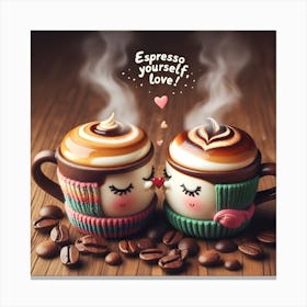 Cute Coffee Lovers Love Valentine Canvas Print