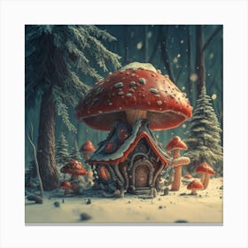 Red mushroom shaped like a hut 6 Canvas Print