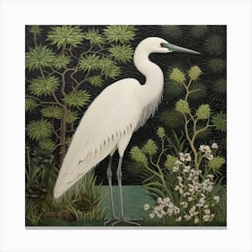 Ohara Koson Inspired Bird Painting Egret 3 Square Canvas Print