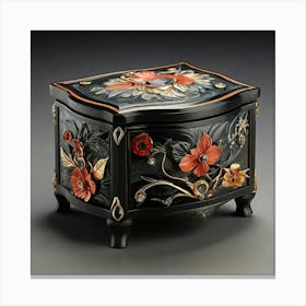 Black And Orange Floral Jewelry Box Canvas Print