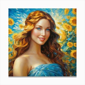 Sunflower Girlghh Canvas Print