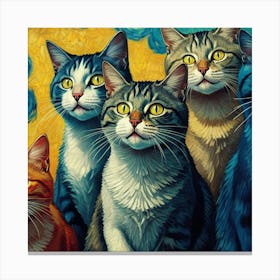 All My Cats Vangogh Style Canvas Print