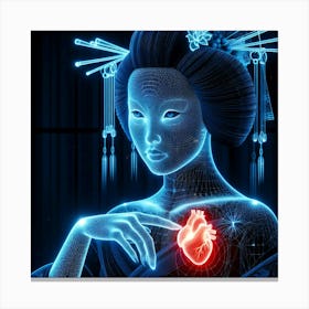 Radiologic Style Geisha With visible Heart Canvas Print