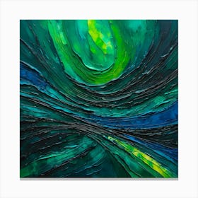 Abstract Painting Green and Blue Color 3 Canvas Print