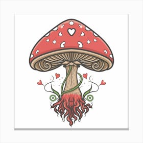 Mushroom With Hearts Canvas Print