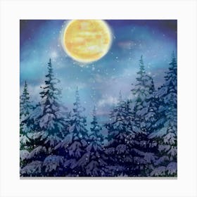 Full Moon In The Forest 8 Canvas Print