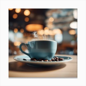 Coffee Cup With Coffee Beans Canvas Print